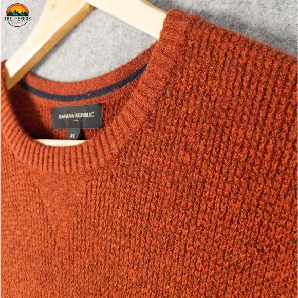 Banana Republic Pullover Sweater Burnt Orange Cotton Blend Long Sleeve Men Sz XL - Picture 3 of 12